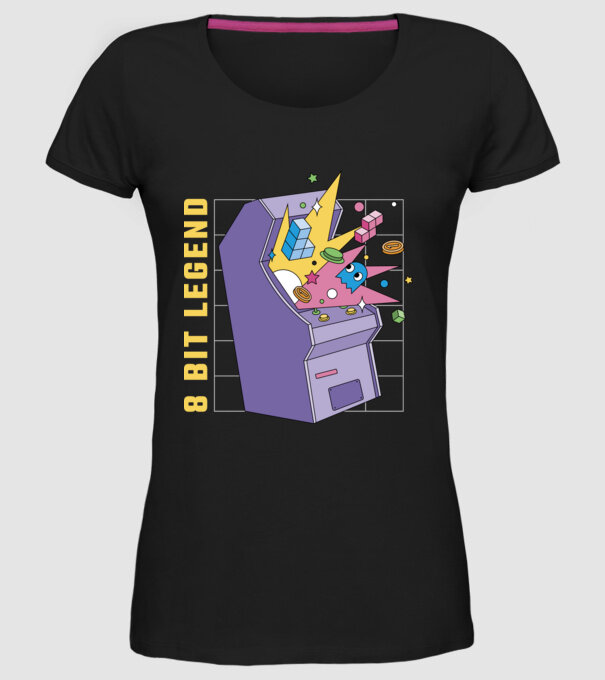 8 Bit Legendă Arcade Slot Machine model negru pe tricou