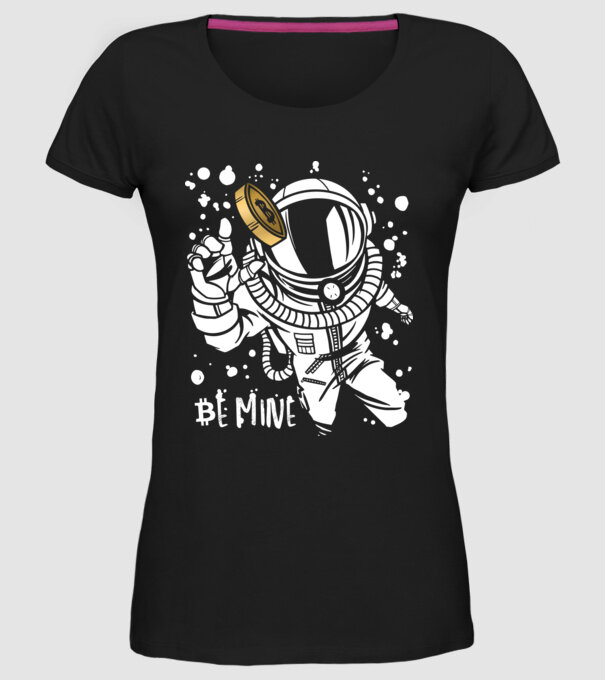 Bitcoin Astrounaut model negru pe tricou