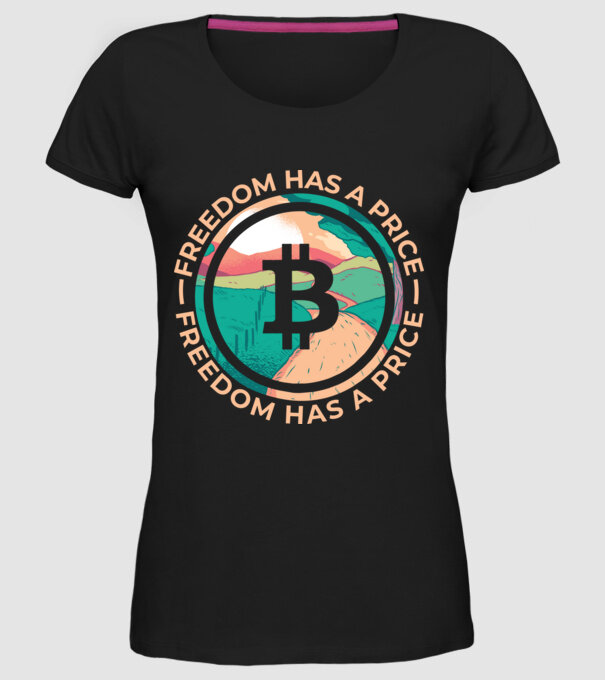 Libertatea are preț Bitcoin model negru pe tricou