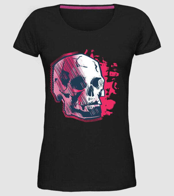 Craniu abstract model negru pe tricou