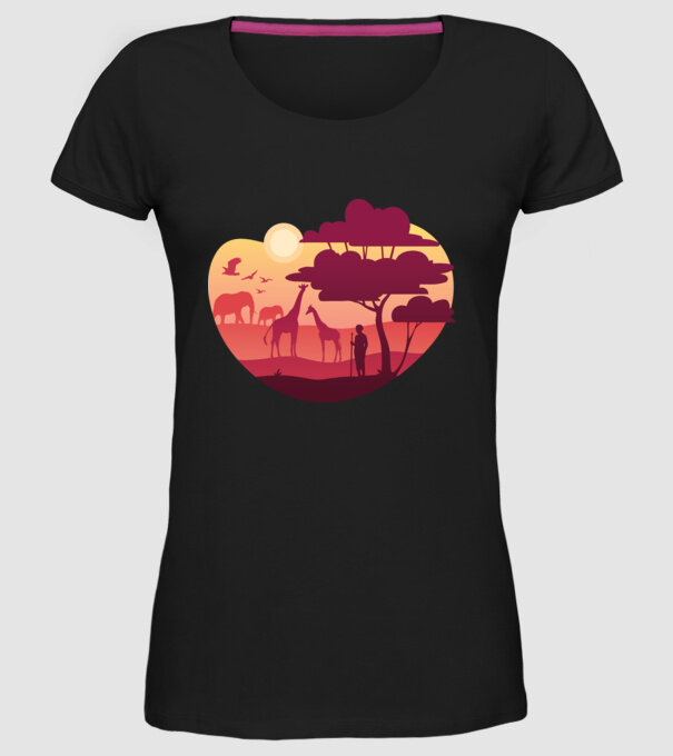 Peisaj african model negru pe tricou