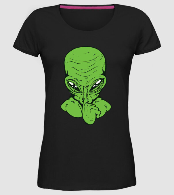 Alien Psst model negru pe tricou