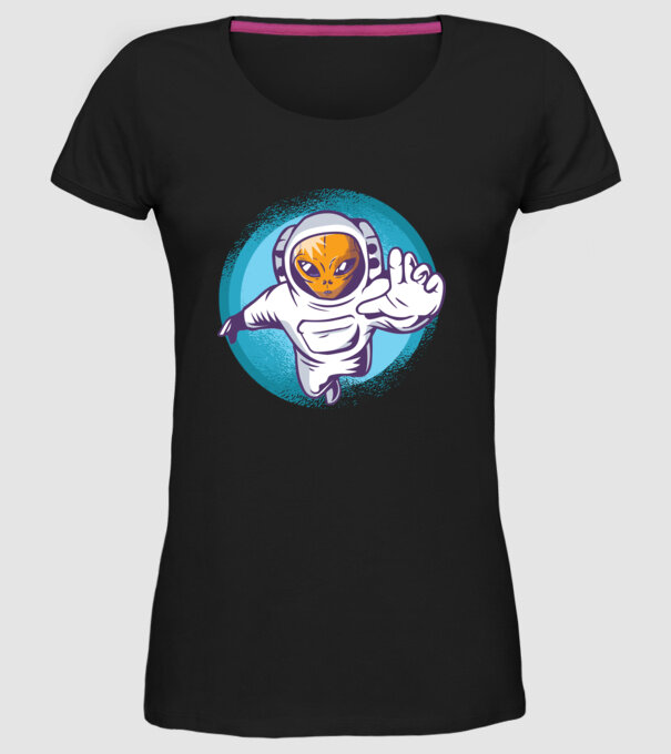 Alien Astronaut model negru pe tricou