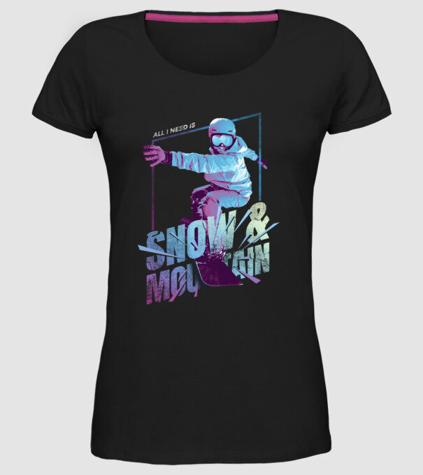 All I need is Snowboard model negru pe tricou