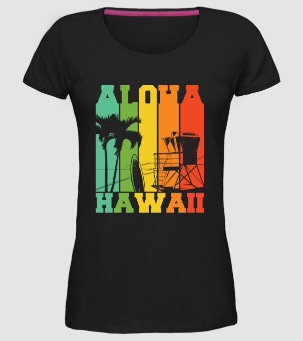 Aloha Hawaii model negru pe tricou