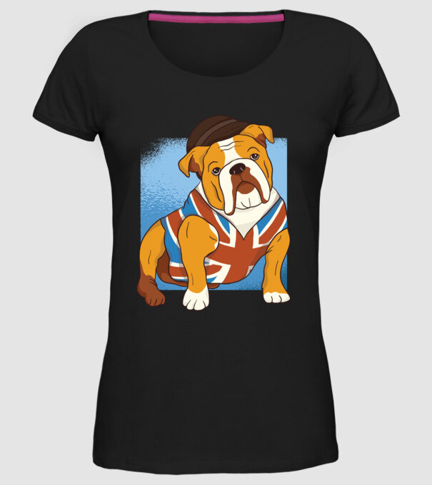 Bulldog englezesc model negru pe tricou