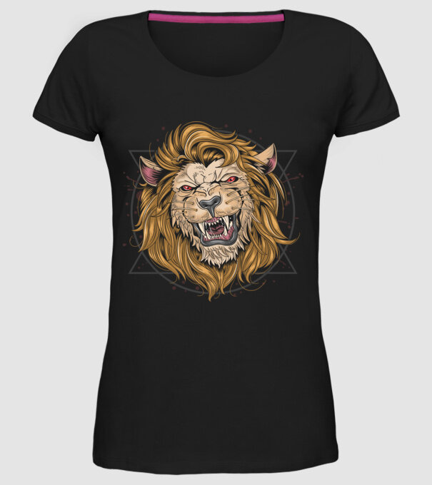 angry lion model negru pe tricou