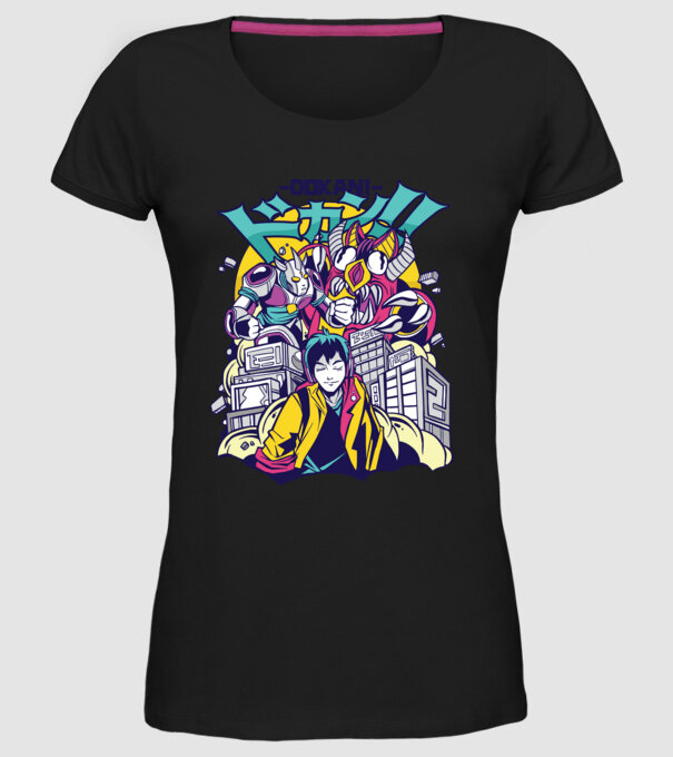 Anime Godzilla model negru pe tricou