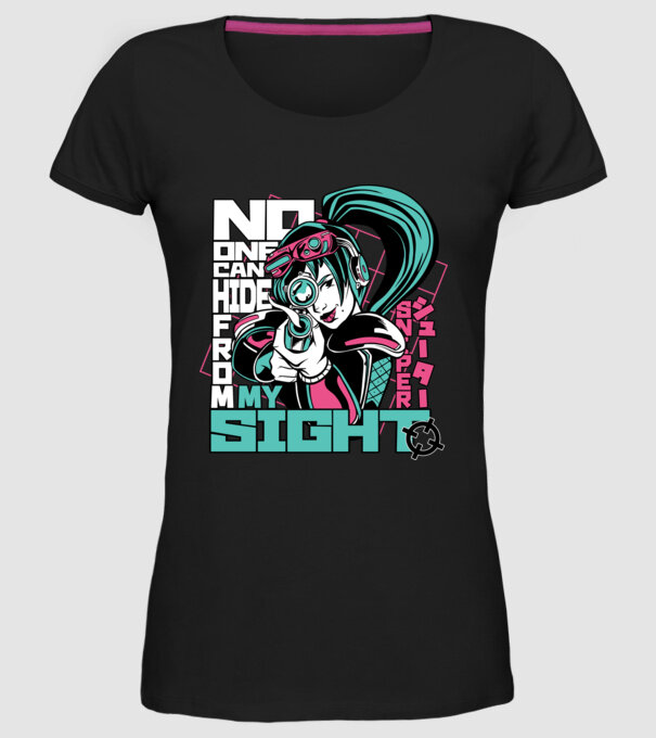 Anime Fată Lunetistă model negru pe tricou