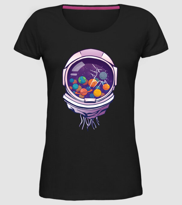 Cască de astronaut model negru pe tricou