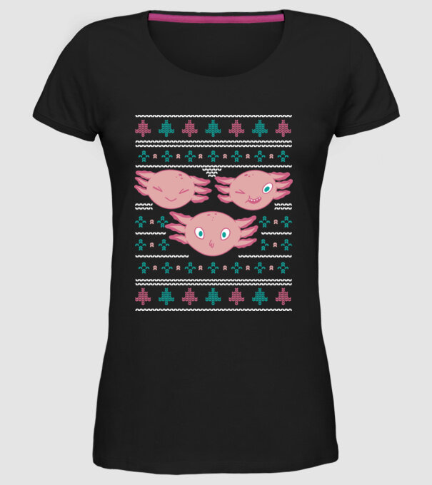 Pulover urât Axolotl model negru pe tricou
