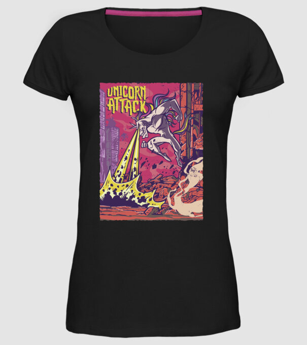 Atacul Unicornului model negru pe tricou