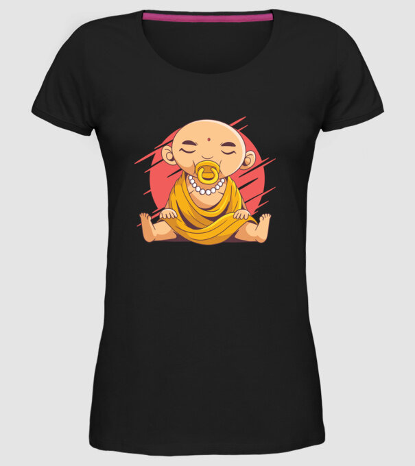 Baby Buddha cu suzetă tricou amuzant model negru pe tricou