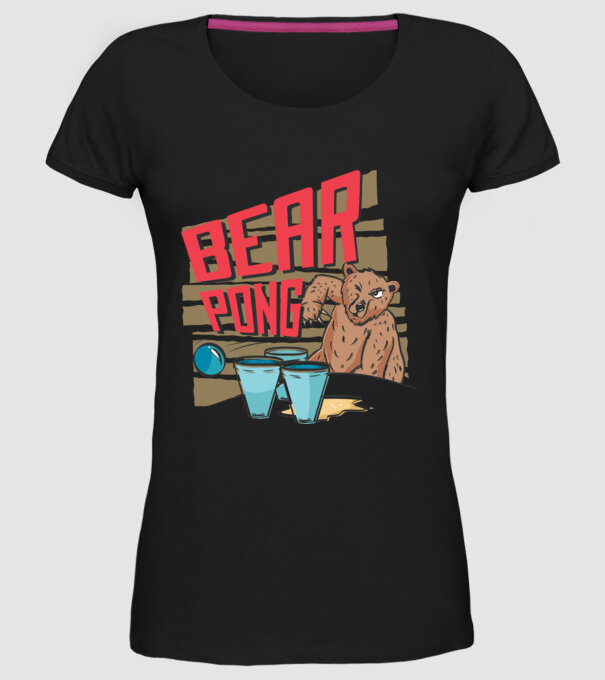 Bear Pong model negru pe tricou