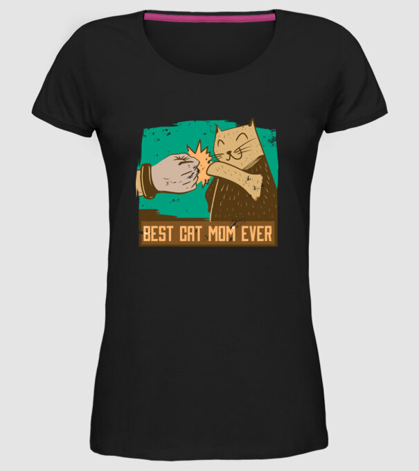 Best Cat Mom Ever - Cea mai bună mamă cu pisici model negru pe tricou