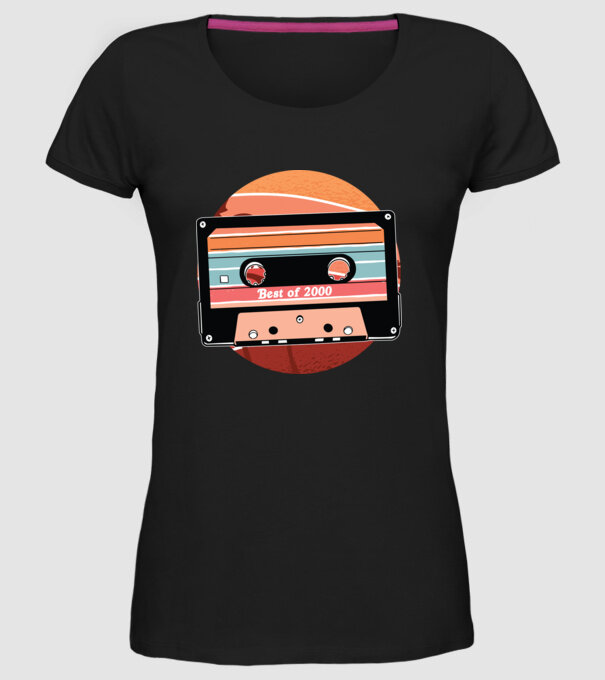 Best of 2000 retro Tape Birthday model negru pe tricou