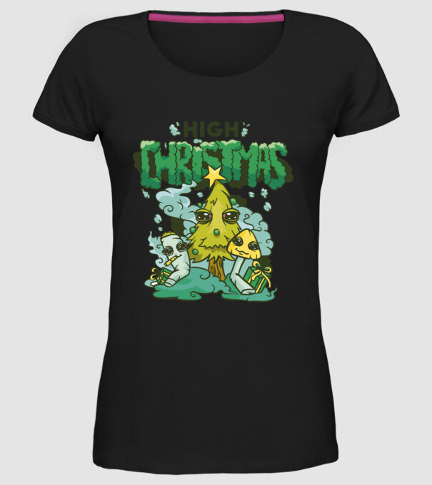 Crăciun drogat model negru pe tricou