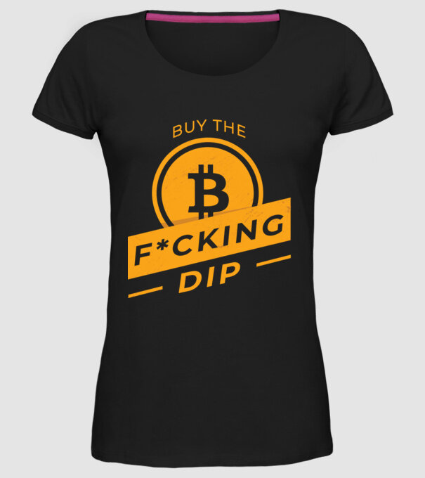 Bitcoin - Buy the fucking dip model negru pe tricou