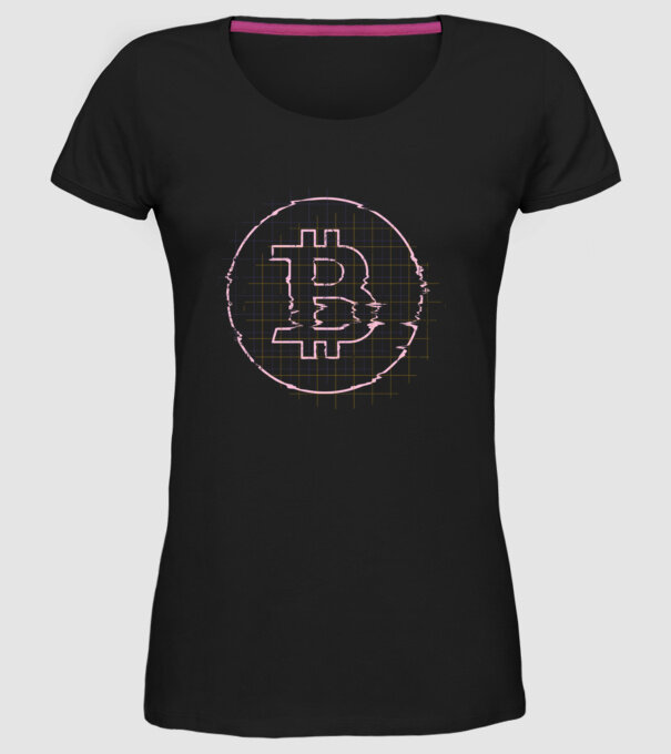 Bitcoin Glitch model negru pe tricou