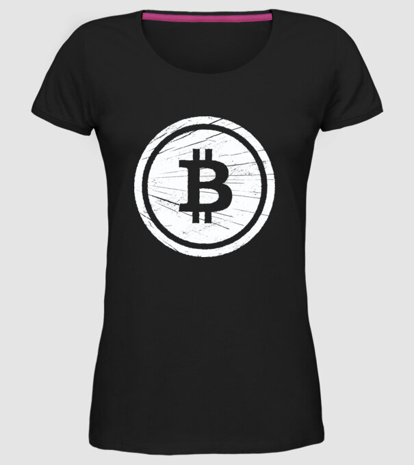 Bitcoin logo model negru pe tricou