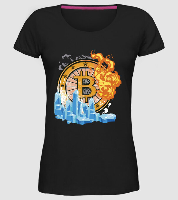 Logo Bitcoin model negru pe tricou