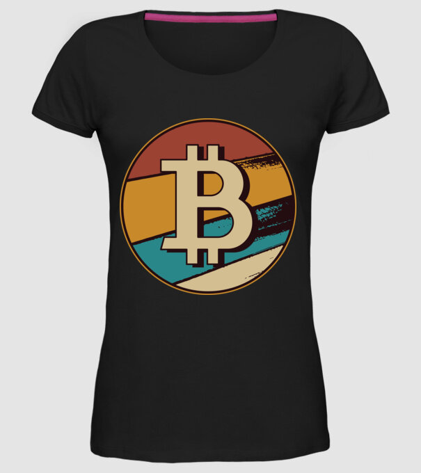 Bitcoin retro model negru pe tricou