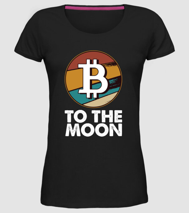 Bitcoin to the moon model negru pe tricou