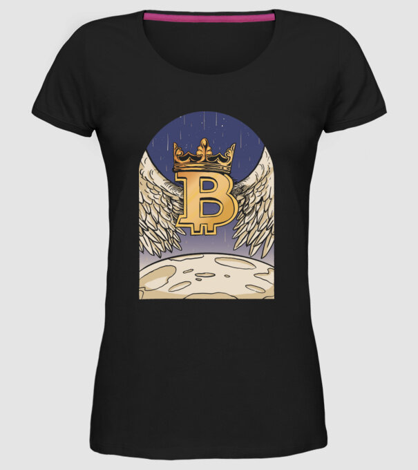 Bitcoin To The Moon Aselenizare model negru pe tricou