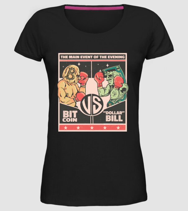 Bitcoin Vs Dolarul SUA model negru pe tricou