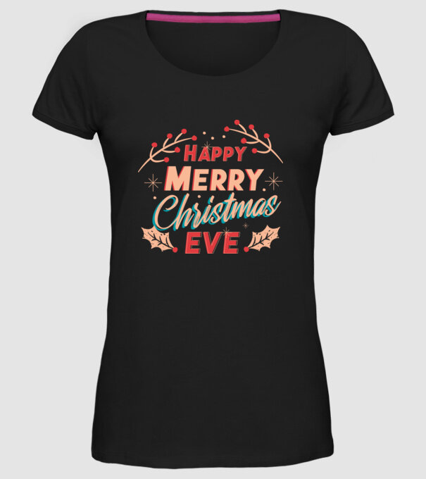 Crăciun Fericit model negru pe tricou