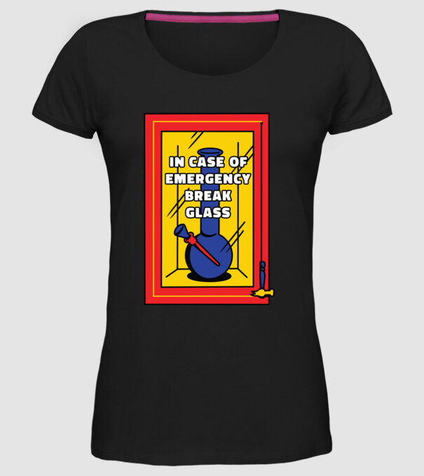 Bong pentru situații de urgență model negru pe tricou