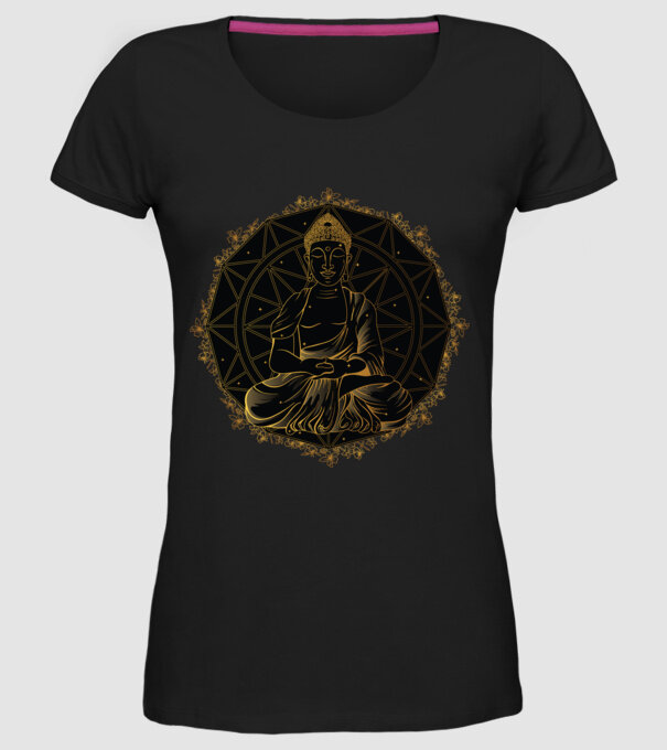 Buddha Mandala model negru pe tricou