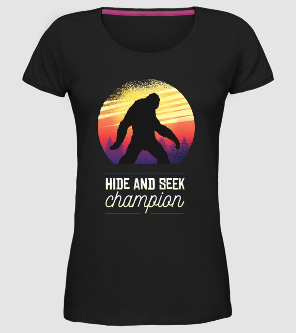 campion de-a v-ați ascunselea Yeti model negru pe tricou
