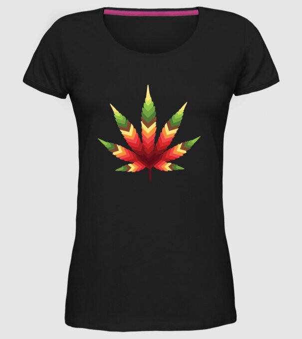 Frunză de canabis model negru pe tricou