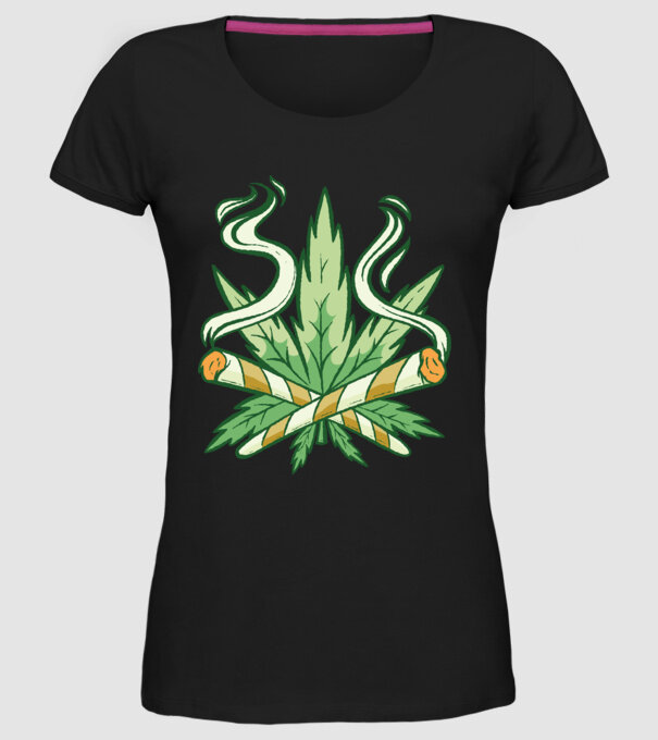 Cannabis Marijuana model negru pe tricou