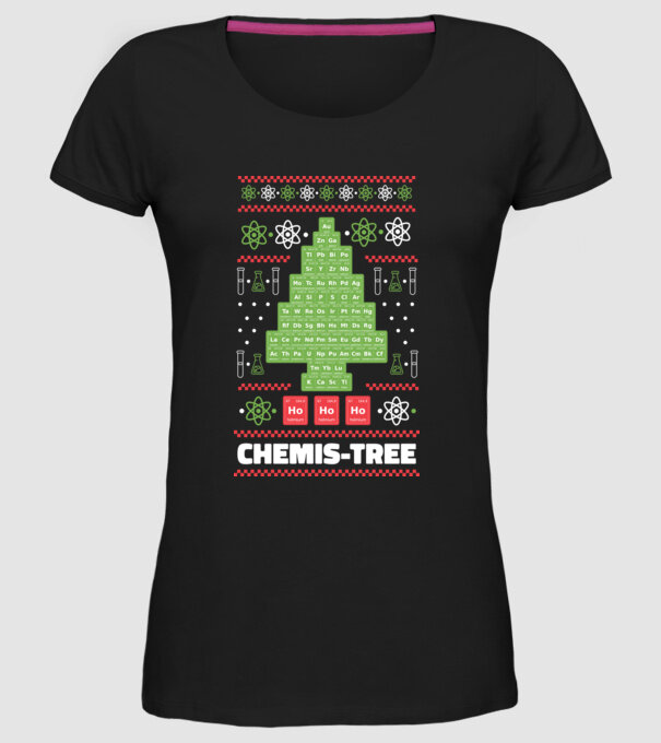 Chemis-tree pom de Crăciun model negru pe tricou