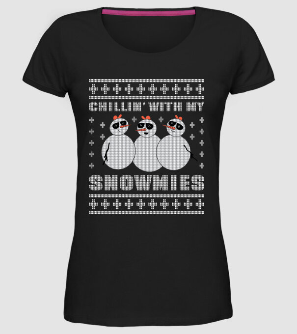 Chillin with my Snowmies tricou pulovăr urât model negru pe tricou