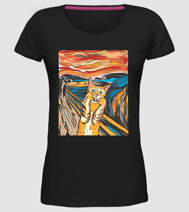 pictură Parodie Pisică model negru pe tricou