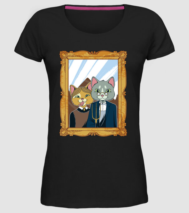 Portret Pisică model negru pe tricou