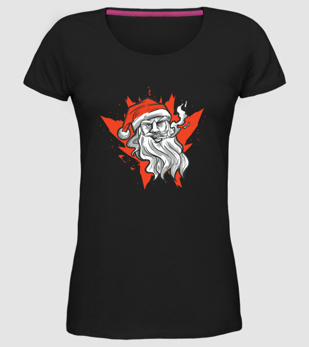 Moș Crăciun Fumător model negru pe tricou