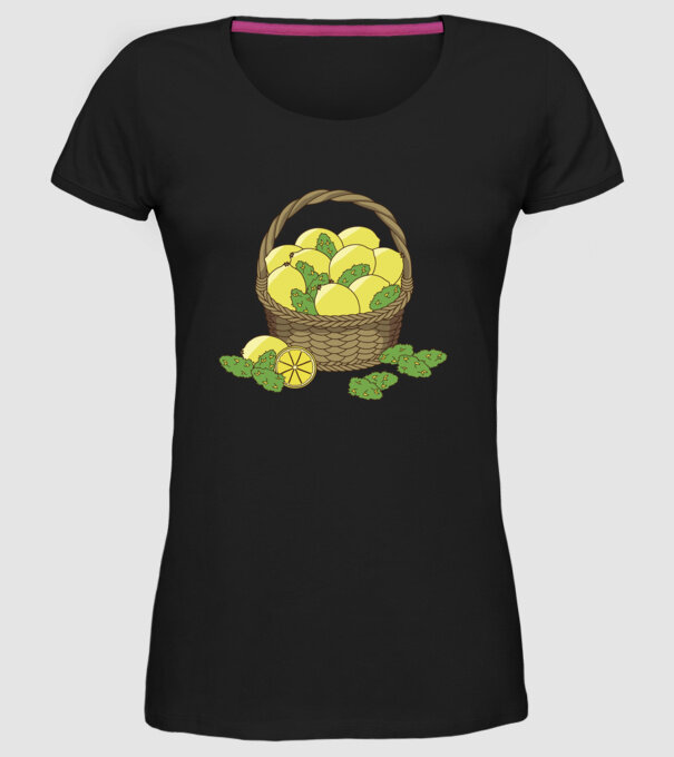 Coș de lămâi model negru pe tricou