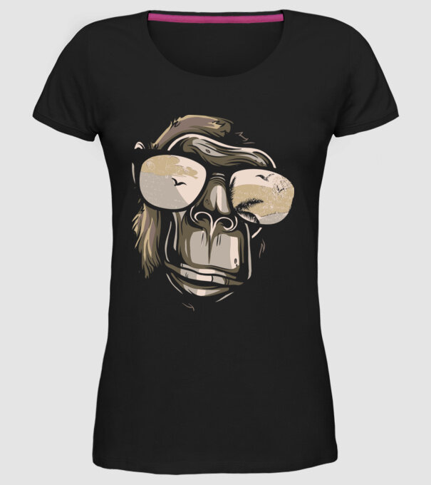 Cool Monkey model negru pe tricou