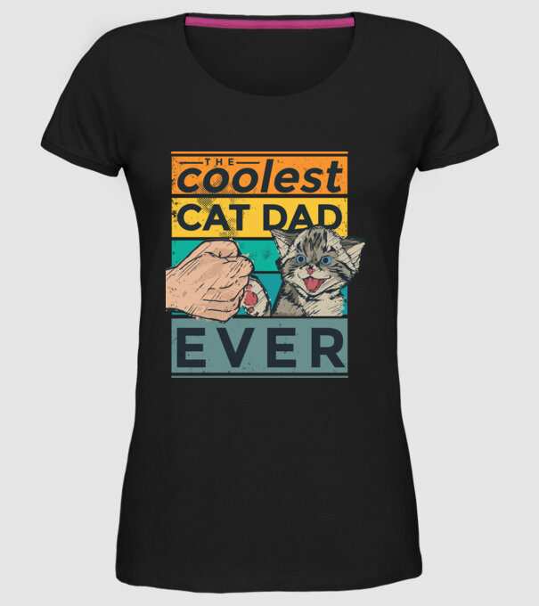 Coolest Cat Dad Ever - Cel mai tare tată cu pisică model negru pe tricou