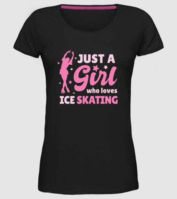 Doar o fată căreia îi place să patineze model negru pe tricou
