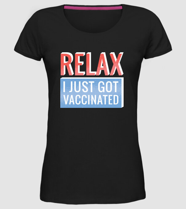 Fii calm, sunt vaccinat model negru pe tricou