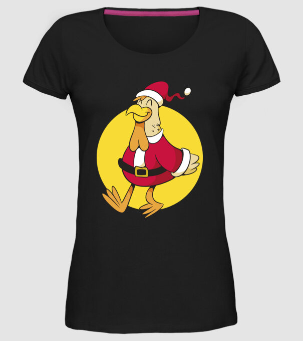 Moș Crăciun Pui model negru pe tricou