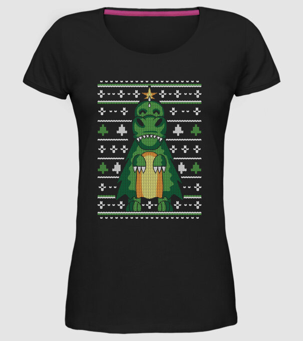 T-rex cu pulovăr urât model negru pe tricou