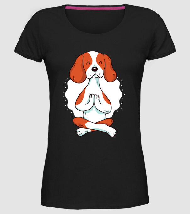 Yoga Drăguț Câine Beagle model negru pe tricou