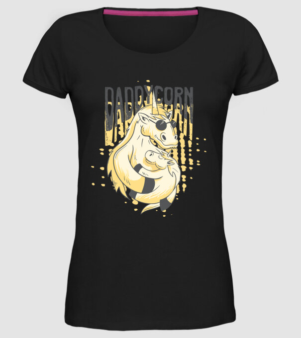 Daddycorn - Tată Unicorn model negru pe tricou