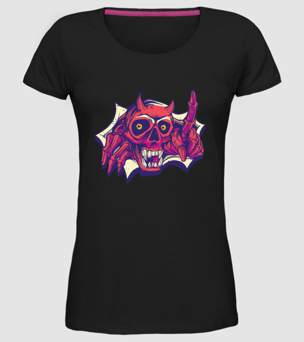 Craniu de Demon model negru pe tricou